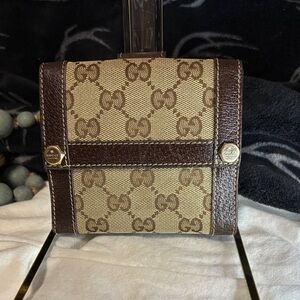 Gucci Brown and Tan Monogram Wallet